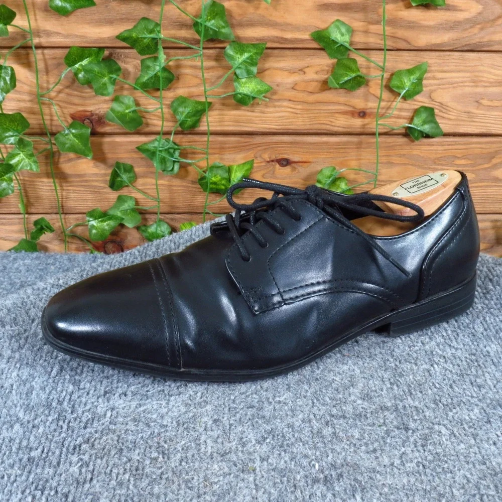 Alfani Quincy Men Cap Toe Oxford Shoe 8.5 M Formal Dress Black Manmade